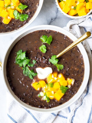 Black Beans with Chipotle-Roasted Heirloom Tomato, Lime and Mango