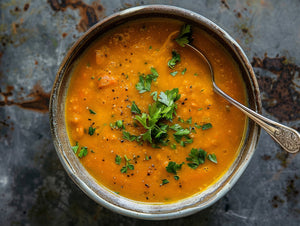 Spicy Heirloom Tomato and Lentil Soup