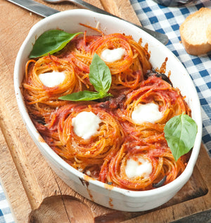 Baked Heirloom Tomato Spaghetti