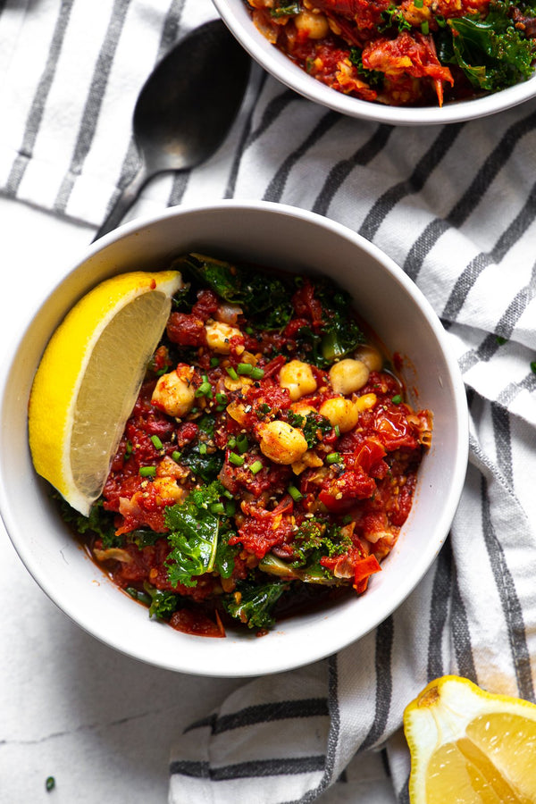 Ginger-Chickpea Stew with Greens-Tomato Bliss
